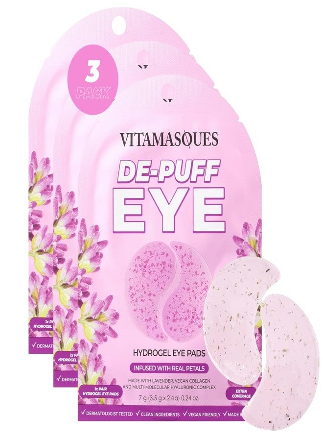 Vitamasques De-Puff Hydrogel Eye Pads with Lavender & Vegan Collagen, Under Eye Mask, Birthday Gifts For Women, Reduce Dark Circles, Puffy Eyes, Undereye Bags, Wrinkles - Under Eye Patches (Pack of 3) - Image 1